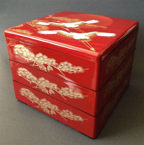 Vintage JAPANESE Red BENTO BOX Lunch Box JEWELRY 